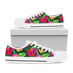 Purple Tropical Pattern Print White Low Top Sneakers