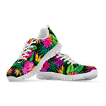 Purple Tropical Pattern Print White Running Shoes