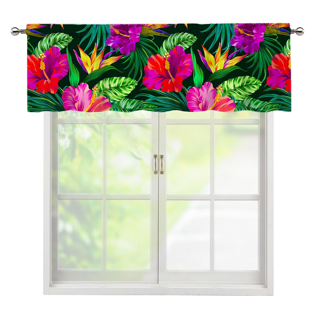 Purple Tropical Pattern Print Window Valance