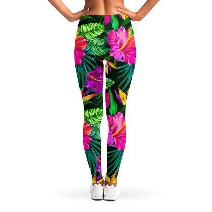 Purple Tropical Pattern Print Women's Leggings