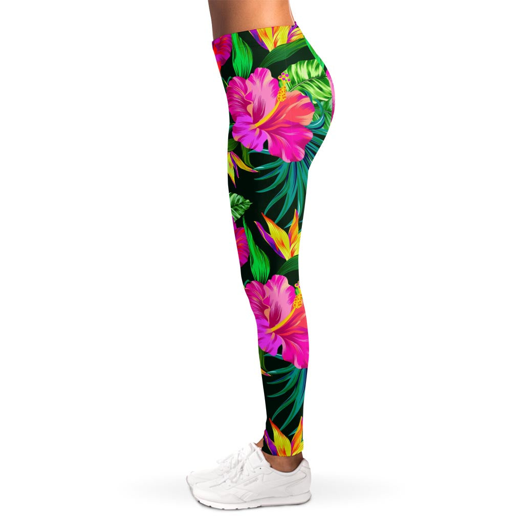 Purple Tropical Pattern Print Women's Leggings