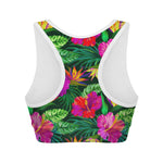 Purple Tropical Pattern Print Women's Sports Bra