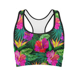 Purple Tropical Pattern Print Women's Sports Bra