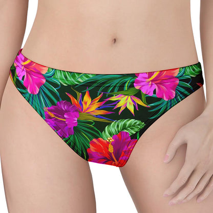Purple Tropical Pattern Print Women's Thong