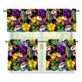 Purple Tropical Skull Pattern Print 3 Piece Kitchen Curtains