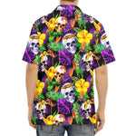 Purple Tropical Skull Pattern Print Aloha Shirt