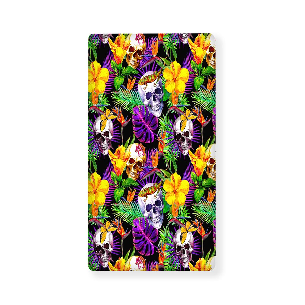 Purple Tropical Skull Pattern Print Baby Crib Sheet
