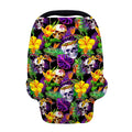 Purple Tropical Skull Pattern Print Baby Seat Cover