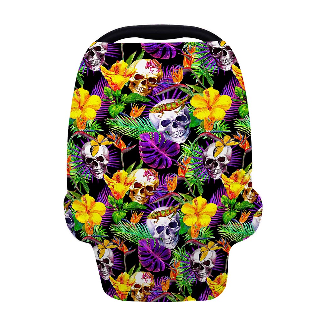 Purple Tropical Skull Pattern Print Baby Seat Cover
