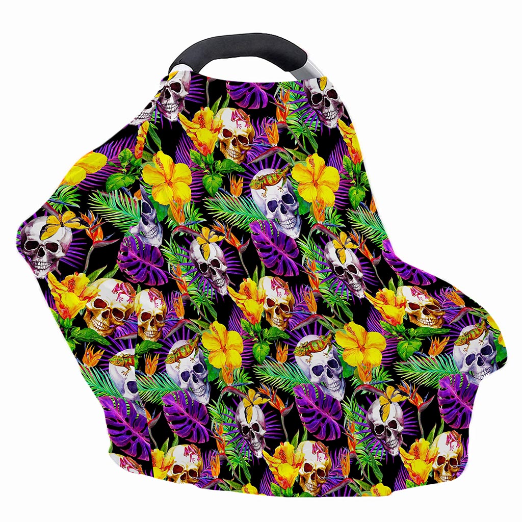 Purple Tropical Skull Pattern Print Baby Seat Cover