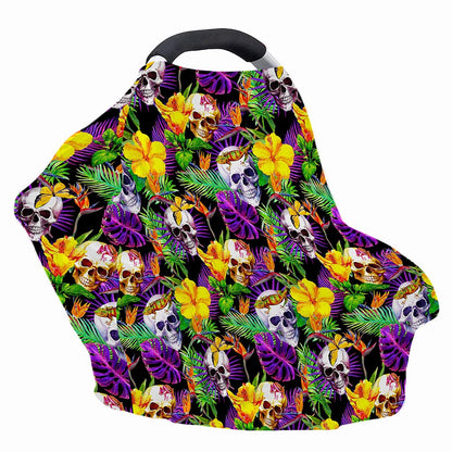 Purple Tropical Skull Pattern Print Baby Seat Cover