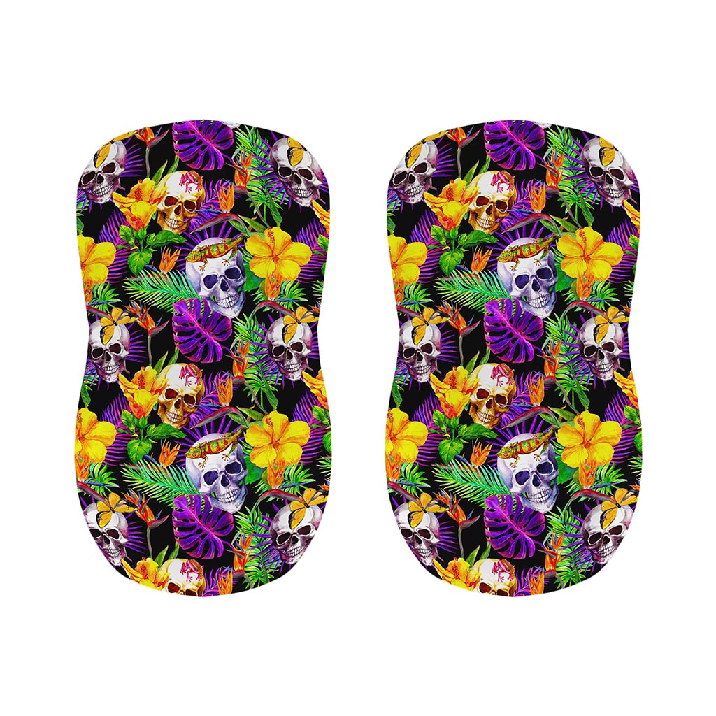 Purple Tropical Skull Pattern Print Bar Stool Covers
