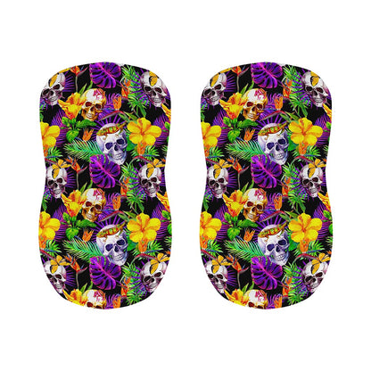 Purple Tropical Skull Pattern Print Bar Stool Covers