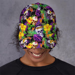 Purple Tropical Skull Pattern Print Baseball Cap