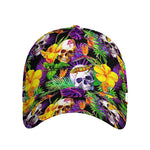 Purple Tropical Skull Pattern Print Baseball Cap