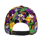 Purple Tropical Skull Pattern Print Baseball Cap