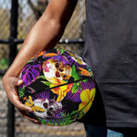 Purple Tropical Skull Pattern Print Basketball