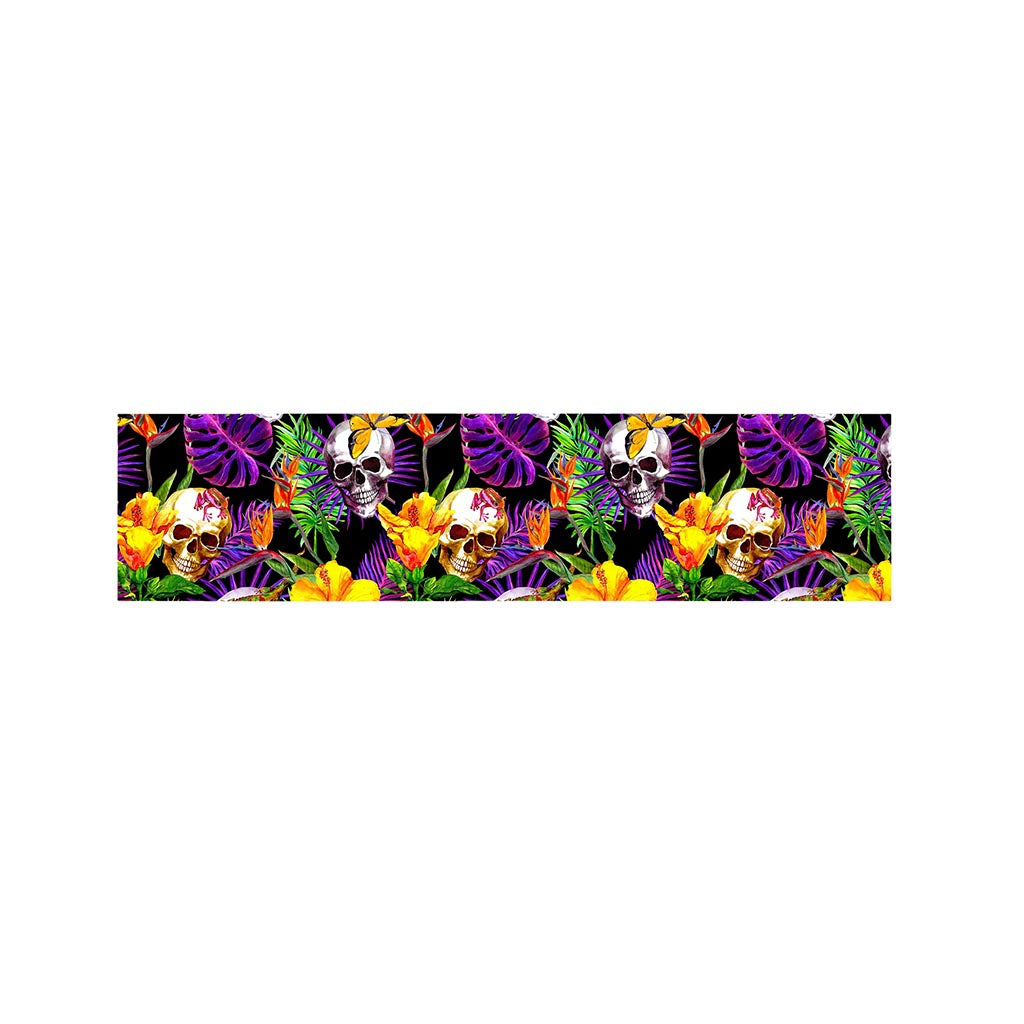 Purple Tropical Skull Pattern Print Bed Runner