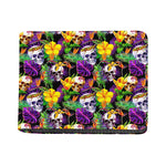 Purple Tropical Skull Pattern Print Bifold Wallet