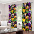 Purple Tropical Skull Pattern Print Dimout Grommet Curtains