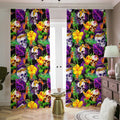 Purple Tropical Skull Pattern Print Dimout Pencil Pleat Curtains