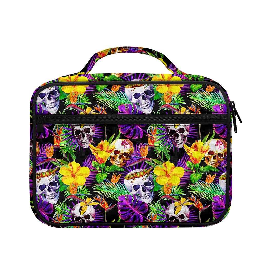 Purple Tropical Skull Pattern Print Briefcase Bible Bag