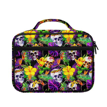 Purple Tropical Skull Pattern Print Briefcase Bible Bag
