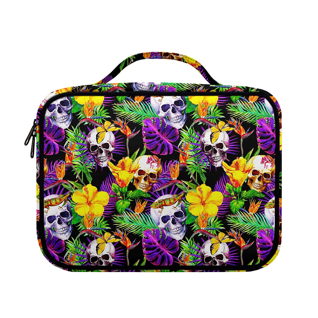 Purple Tropical Skull Pattern Print Briefcase Bible Bag