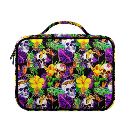 Purple Tropical Skull Pattern Print Briefcase Bible Bag