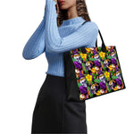 Purple Tropical Skull Pattern Print Canvas Tote Bag