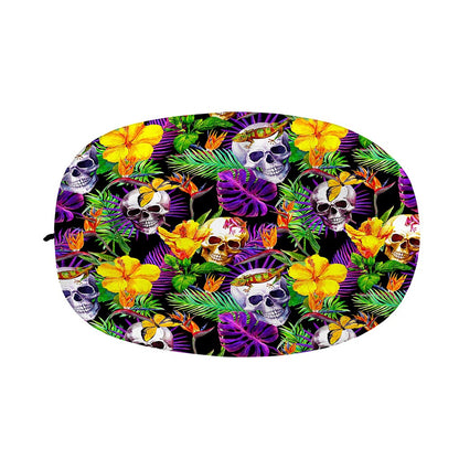 Purple Tropical Skull Pattern Print Car Side Mirror Covers