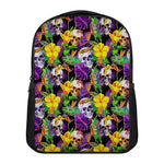 Purple Tropical Skull Pattern Print Casual Backpack