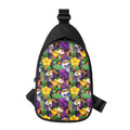 Purple Tropical Skull Pattern Print Sling Bag