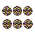 Purple Tropical Skull Pattern Print Coaster Set