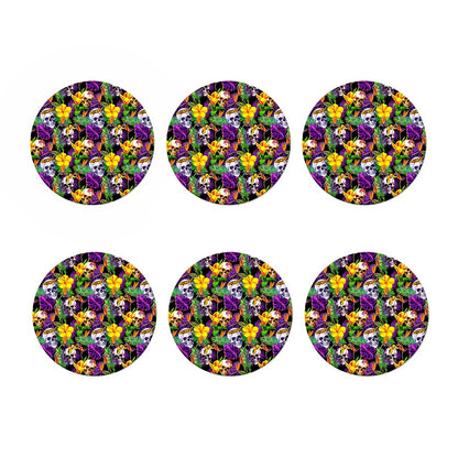 Purple Tropical Skull Pattern Print Coaster Set