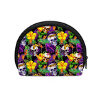 Purple Tropical Skull Pattern Print Coin Purse