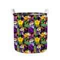 Purple Tropical Skull Pattern Print Collapsible Laundry Basket