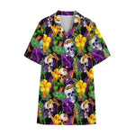 Purple Tropical Skull Pattern Print Cotton Hawaiian Shirt