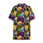 Purple Tropical Skull Pattern Print Cotton Hawaiian Shirt