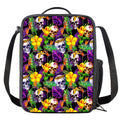 Purple Tropical Skull Pattern Print Crossbody Lunch Bag
