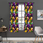 Purple Tropical Skull Pattern Print Curtain