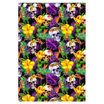 Purple Tropical Skull Pattern Print Curtain