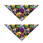 Purple Tropical Skull Pattern Print Dog Bandana