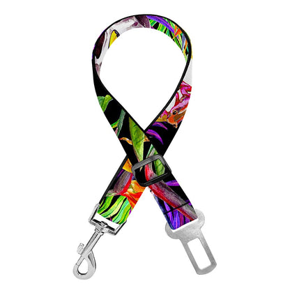Purple Tropical Skull Pattern Print Dog Seat Belt