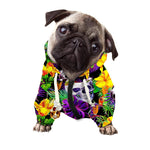 Purple Tropical Skull Pattern Print Dog Zip Up Hoodie