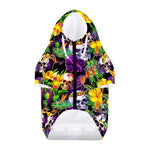 Purple Tropical Skull Pattern Print Dog Zip Up Hoodie