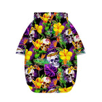 Purple Tropical Skull Pattern Print Dog Zip Up Hoodie