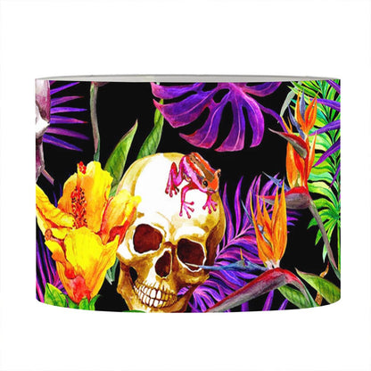 Purple Tropical Skull Pattern Print Drum Lamp Shade