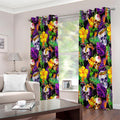 Purple Tropical Skull Pattern Print Extra Wide Grommet Curtains