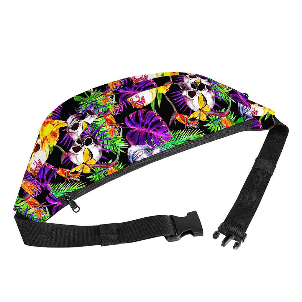 Purple Tropical Skull Pattern Print Fanny Pack